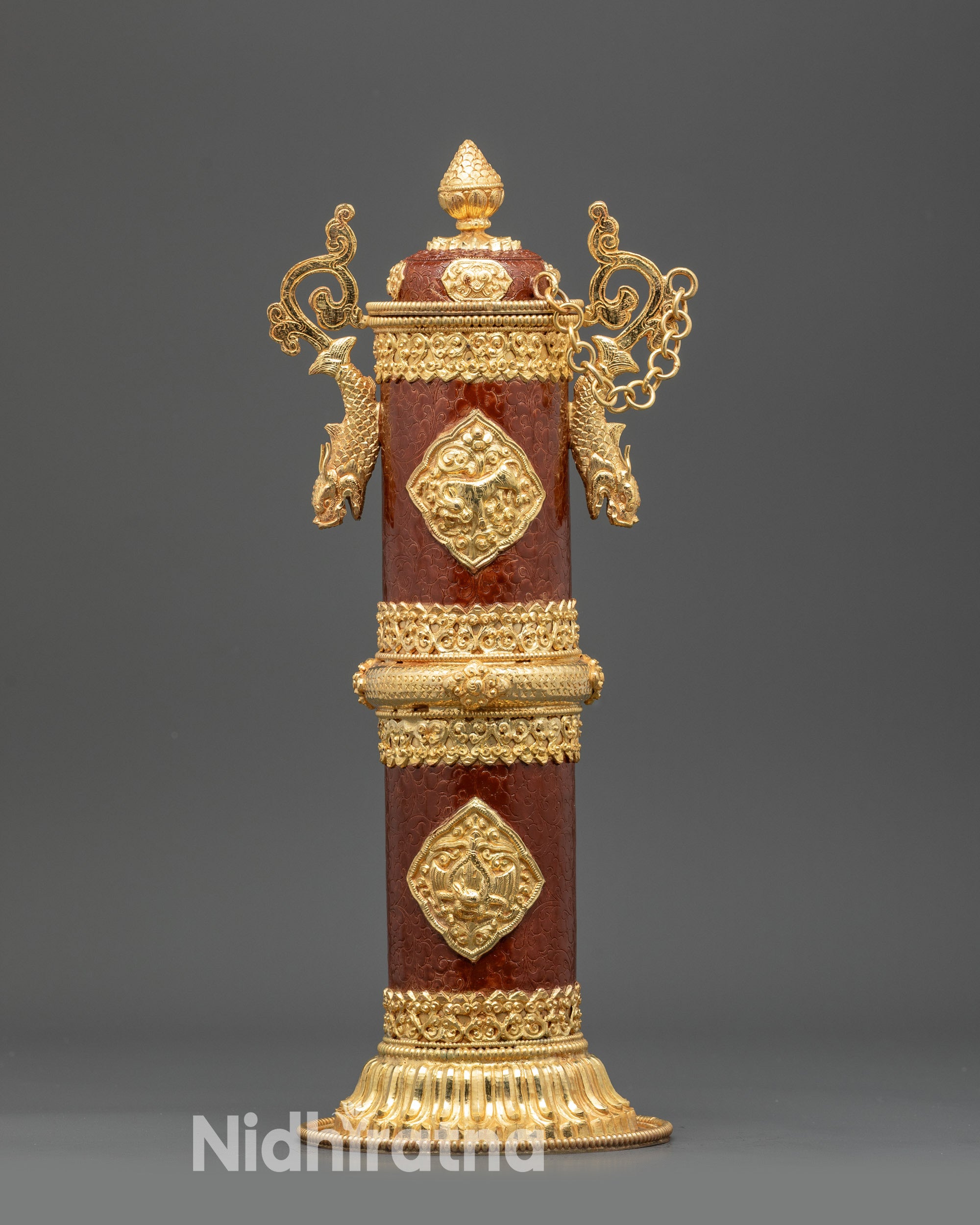 Tibetan Incense Holder with Golden Dragons | Ceremonial Altar Decor