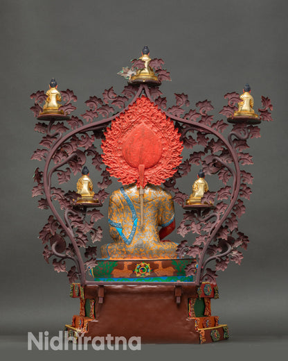 Amitabha Buddha and Five Dhyani Buddhas | Sacred Bodhi Tree Sculpture