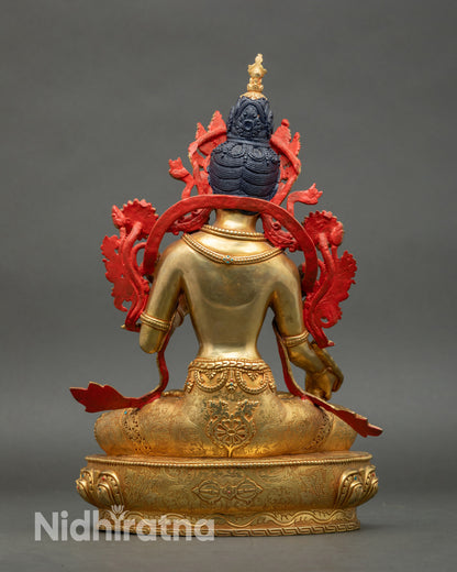 Back view Seven-Eyed White Tara statue Nepalese craftsmanship with detailed robes