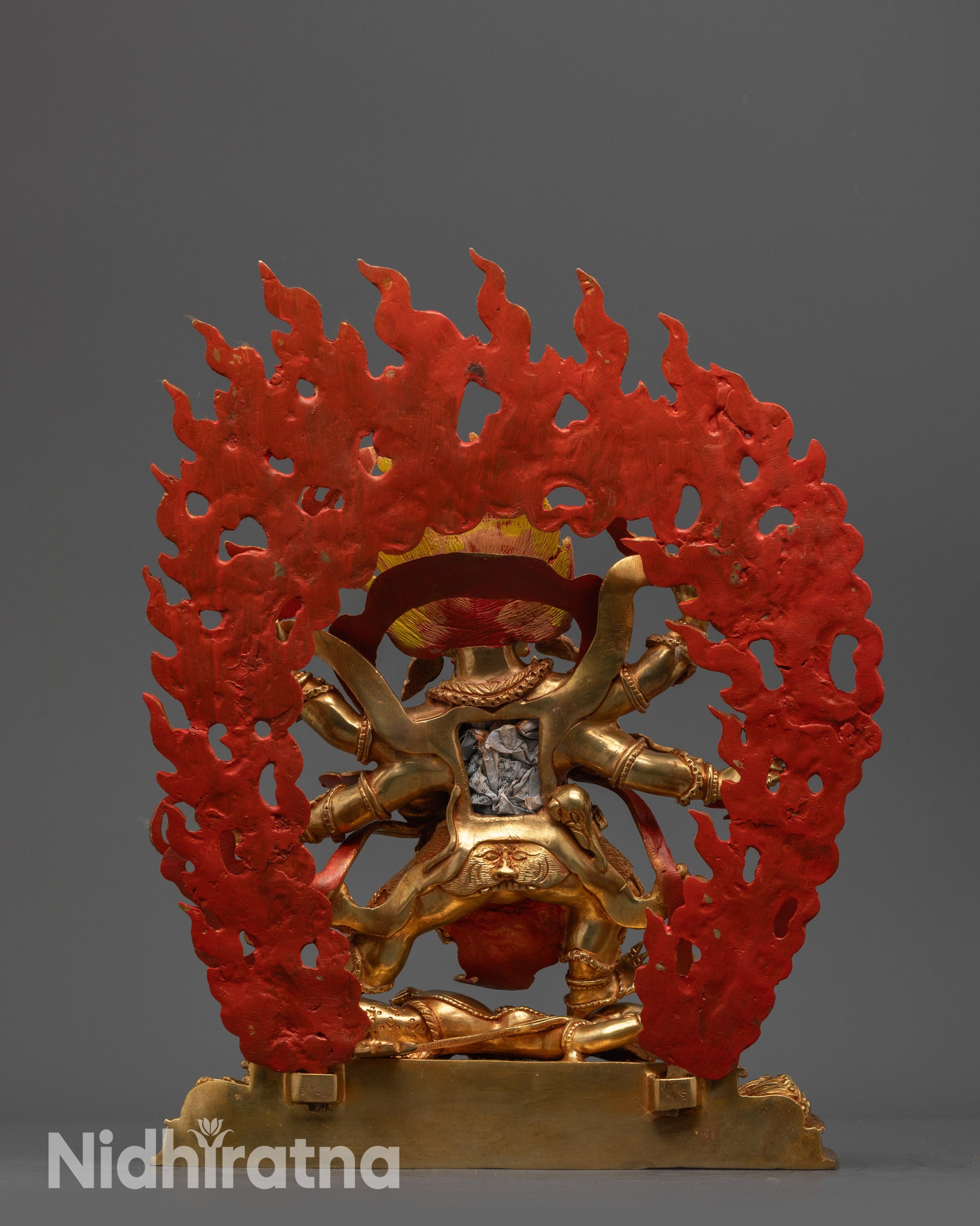 Nepalese Six-Armed Mahakala Statue | Protecting Deity for Home Altar
