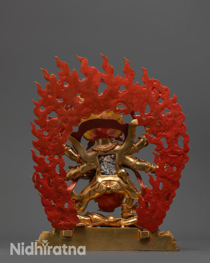 Nepalese Six-Armed Mahakala Statue | Protecting Deity for Home Altar