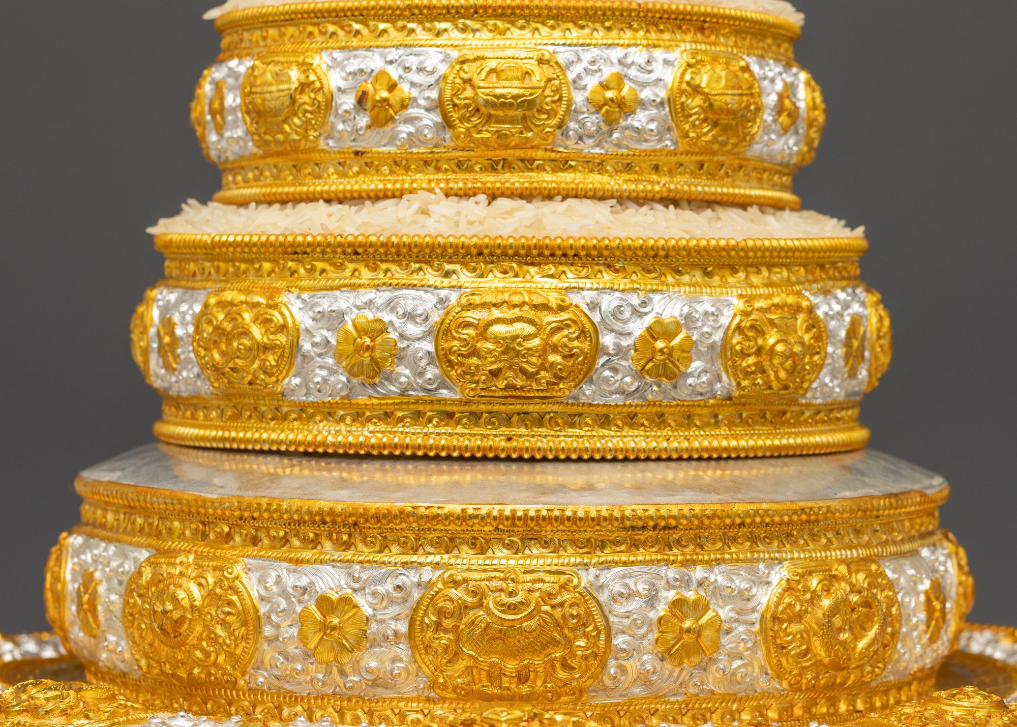 Sacred Auspicious Mandala | Gold and Silver-Plated Buddhist Art Nepal