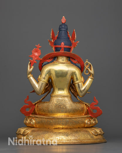 Four-Armed Chenrezig: Radiant Avalokiteshvara Bodhisattva Statue