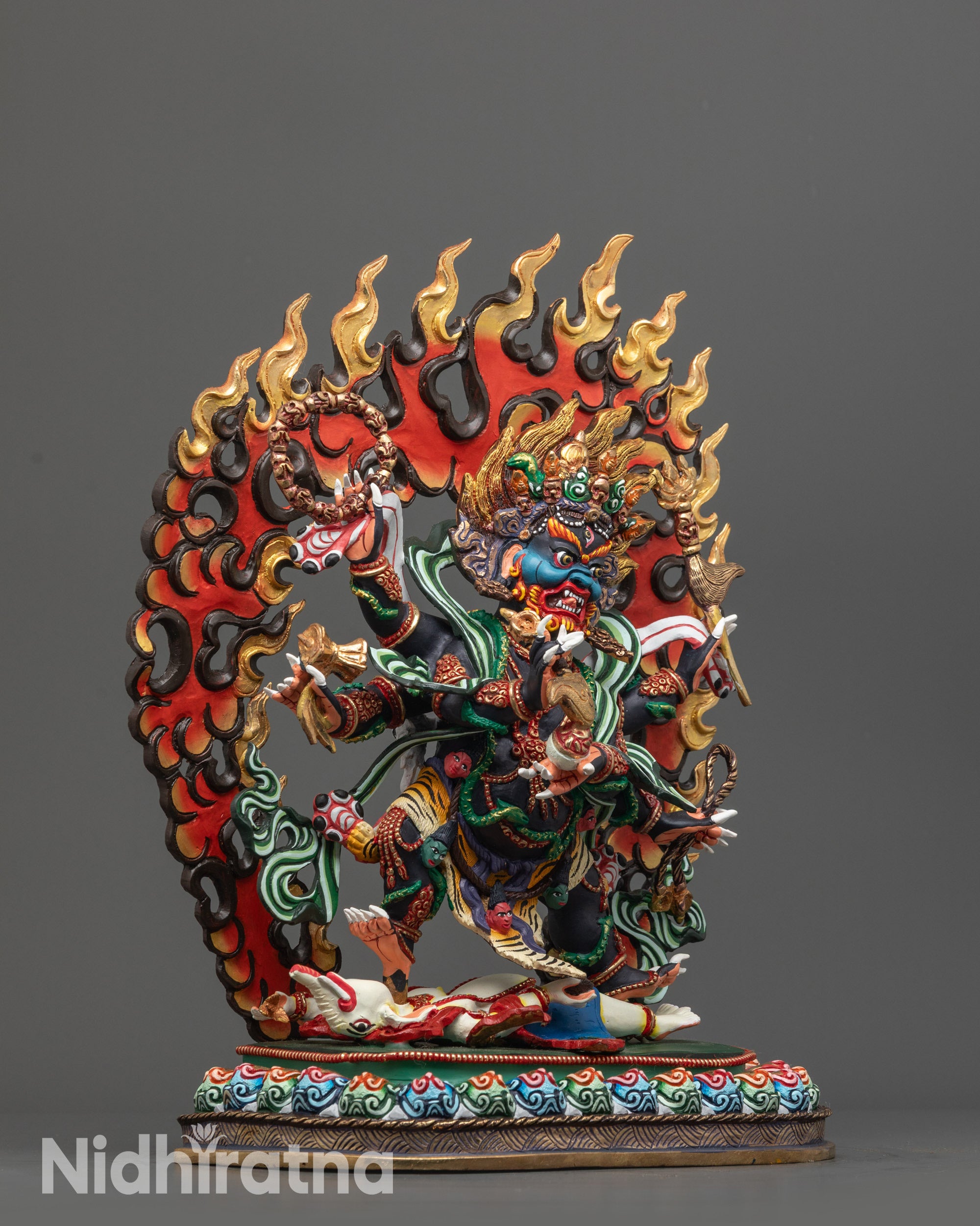 Fierce Six-Armed Mahakala Statue | Himalayan Buddhist Deity