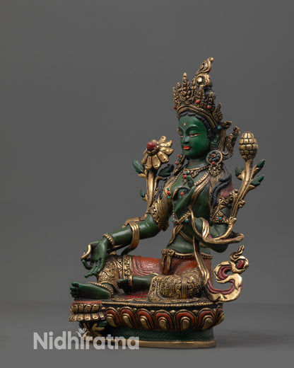 Tibetan Dolma Statue | Copper Statue of Green Tara