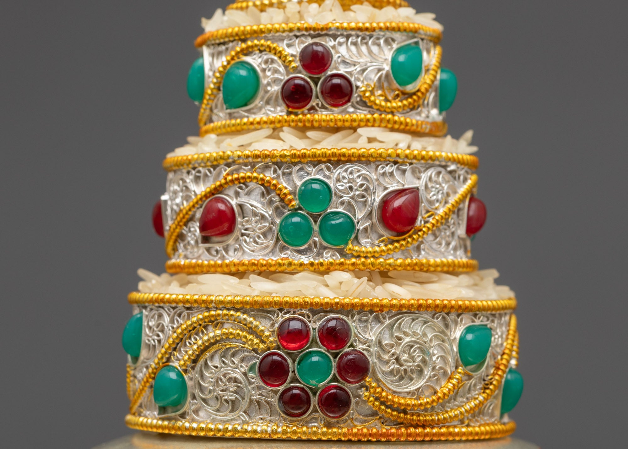 3" Tibetan Mandala | Silver-Plated Filigree with Gemstone Adornments