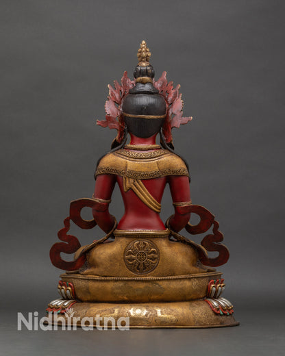 Amitayus Buddha Statue for Longevity | Handcrafted Nepalese Gold Art