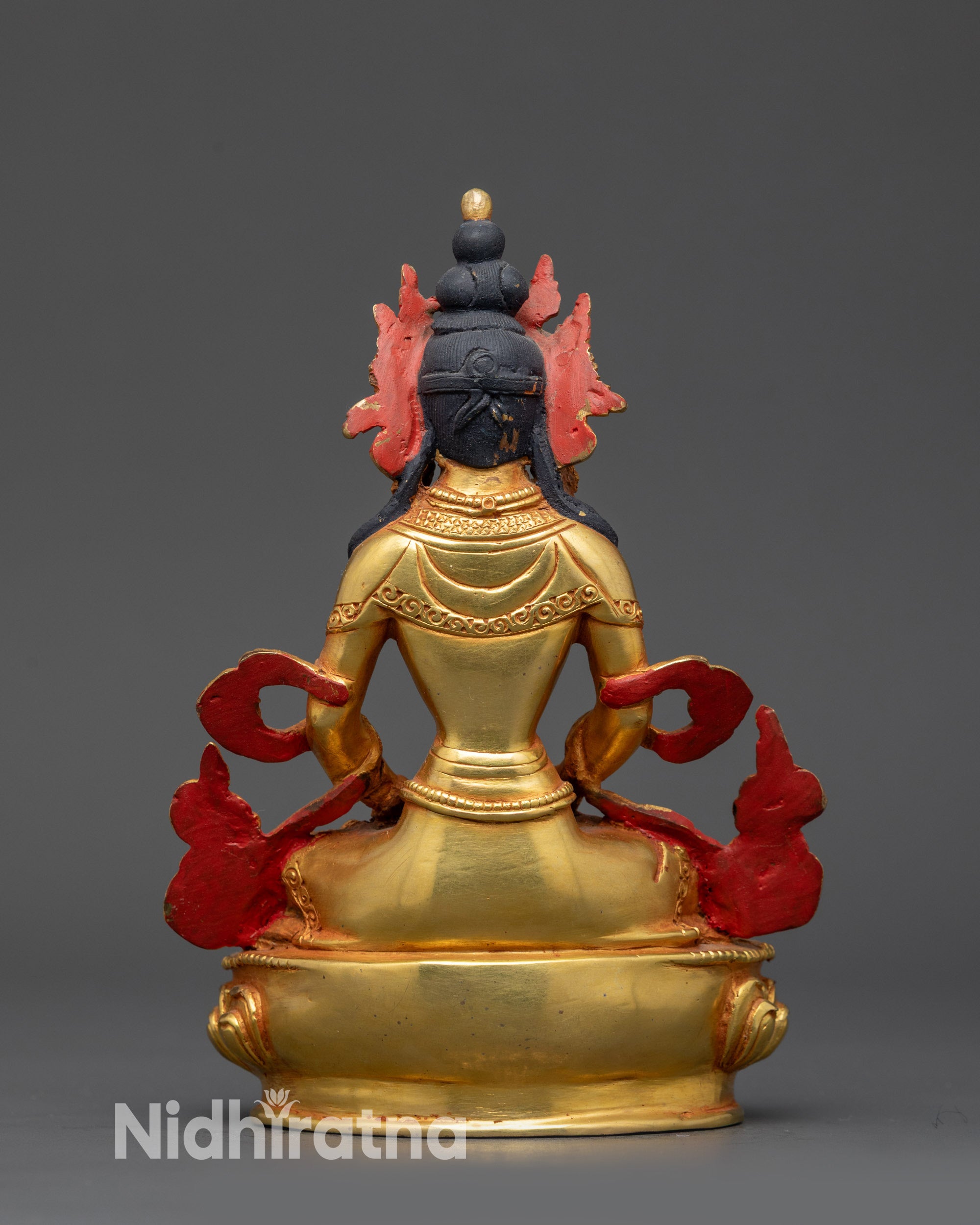Tibetan Amitayus Statue | 24K Gold-Gilded Buddha for Longevity