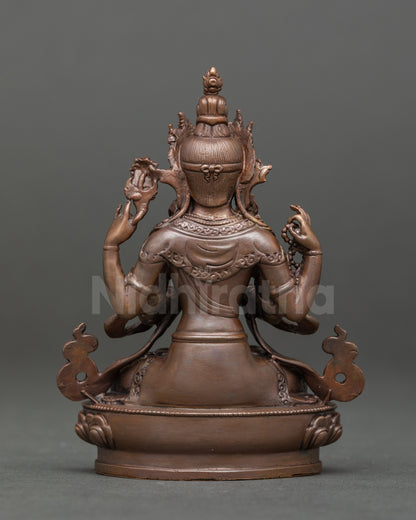 Four-Armed Chenrezig Statue | Himalayan Avalokiteshvara Sculpture