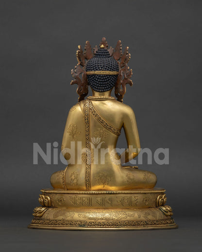 Crowned Three Buddha Set Statue | Traditional Newari Craft & Art