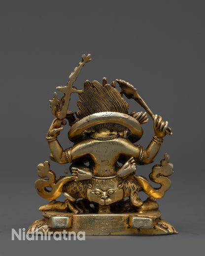 Nepalese Four-Armed Mahakala Statue | Tibetan Protector Deity