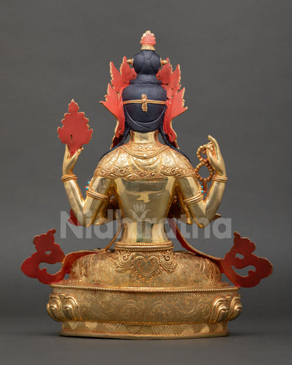Four-armed Chenrezig Statue | Buddhist Meditation Sculpture