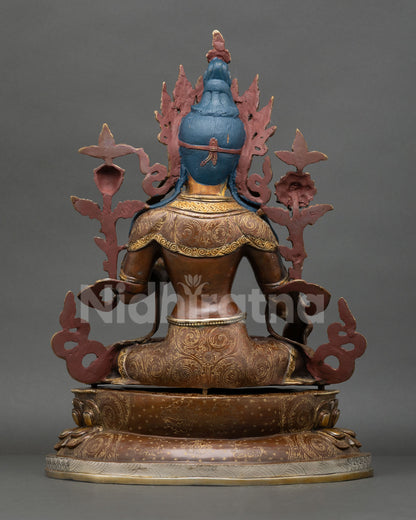 Enlightened White Tara Figurine | Premium Oxidized Copper Statue