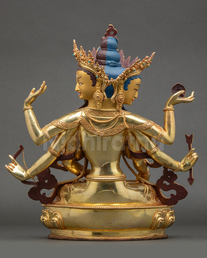 Full Namgyalma Wisdom Deity statue set on lotus throne, sacred Himalayan meditation art