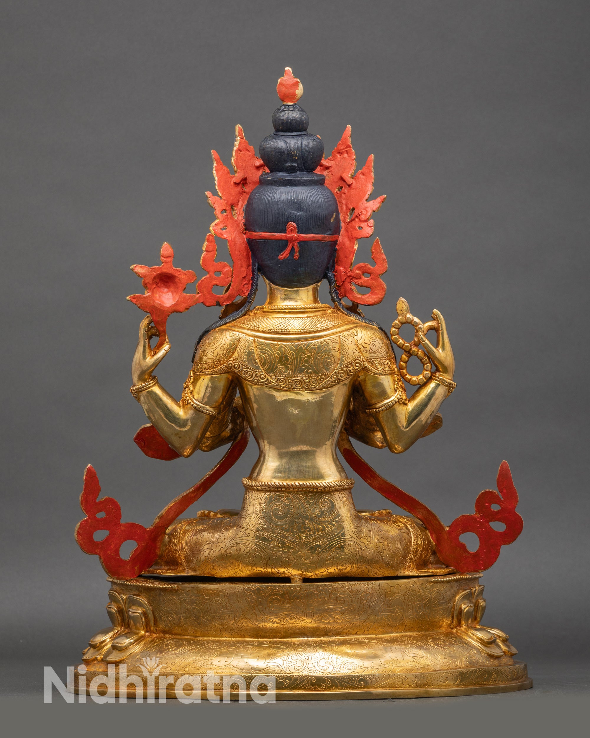 Sacred Chenrezig Statue | Four-Armed Avalokiteshvara Art from Nepal