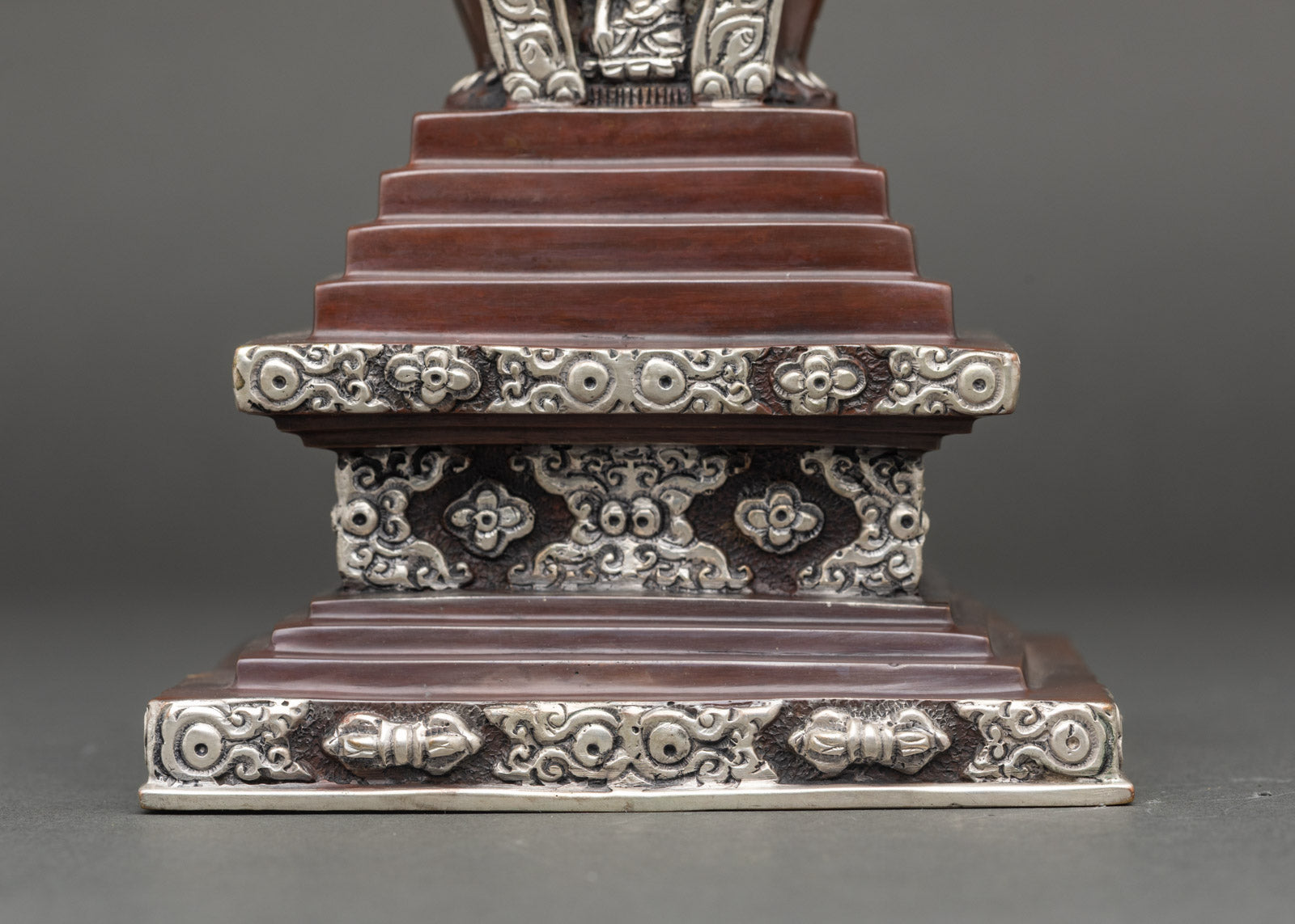 Oxidized Copper Shakyamuni Buddha Stupa | Himalayan Buddhist Shrine