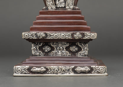 Oxidized Copper Shakyamuni Buddha Stupa | Himalayan Buddhist Shrine