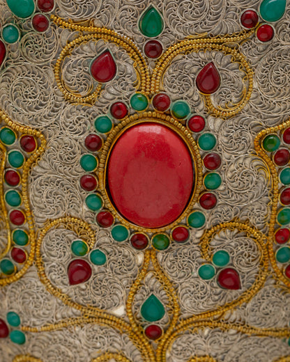 Silver & Gold-Plated Himalayan Vase | Spiritual Offering Art Nepal