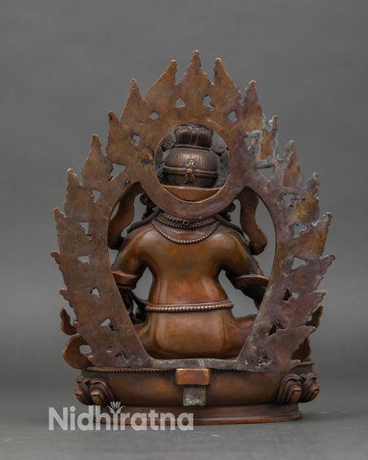 Detail of Dzambhala deity with precious jewel and kapala vase, Nepalese Buddhist art
