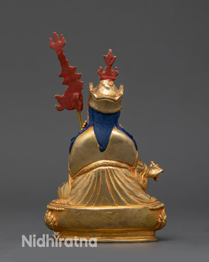 back view Guru Rinpoche sculpture displaying robe patterns and traditional craftsmanship