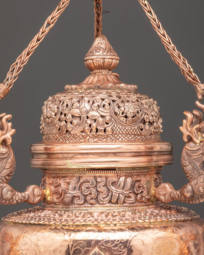 Himalayan Sangbour Incense Burner | Copper Buddhist Ritual Burner