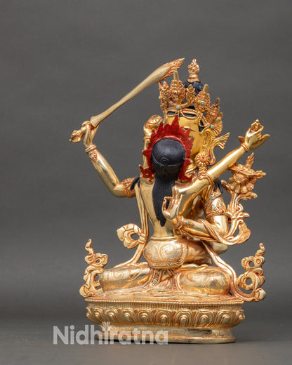 Manjushri with Consort - Handmade Sculpture for Spiritual Harmony