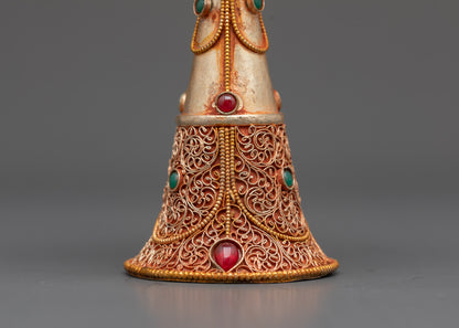 6" Tibetan Serkyem Offering Bowl | Copper & Gold Filigree Ritual Bowl