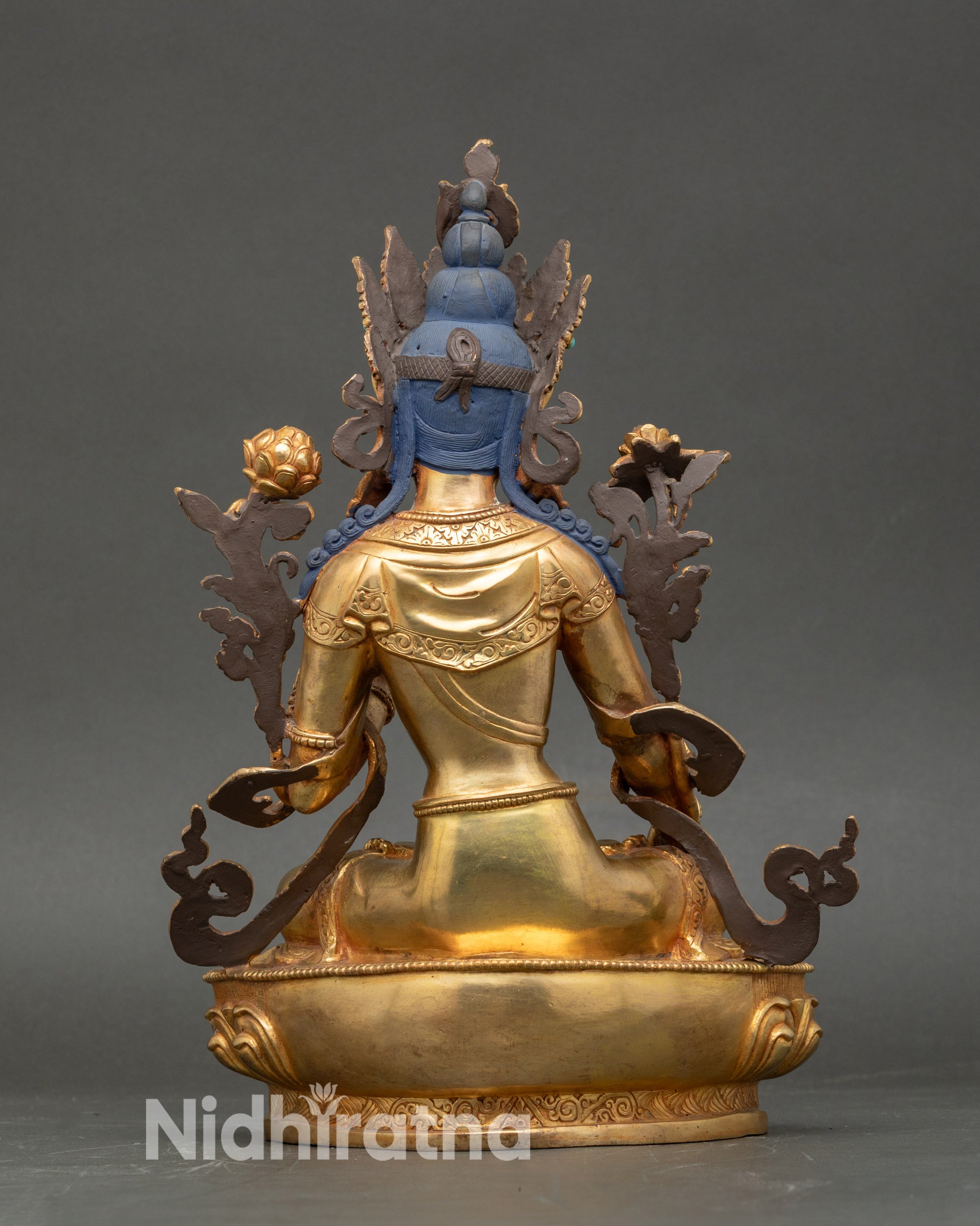 White Tara Blessing Statue | Gold Fire-Gilded Nepalese Buddhist Artwork