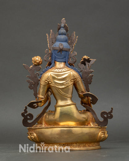 White Tara Blessing Statue | Gold Fire-Gilded Nepalese Buddhist Artwork