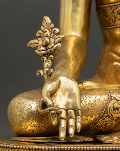 Three Buddha Set | Gold Fire-Gilded Copper Figures from Nepal