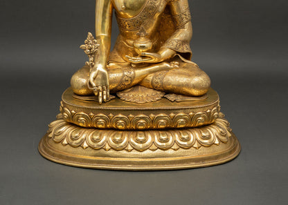 Three Buddha Set | Gold Fire-Gilded Copper Figures from Nepal