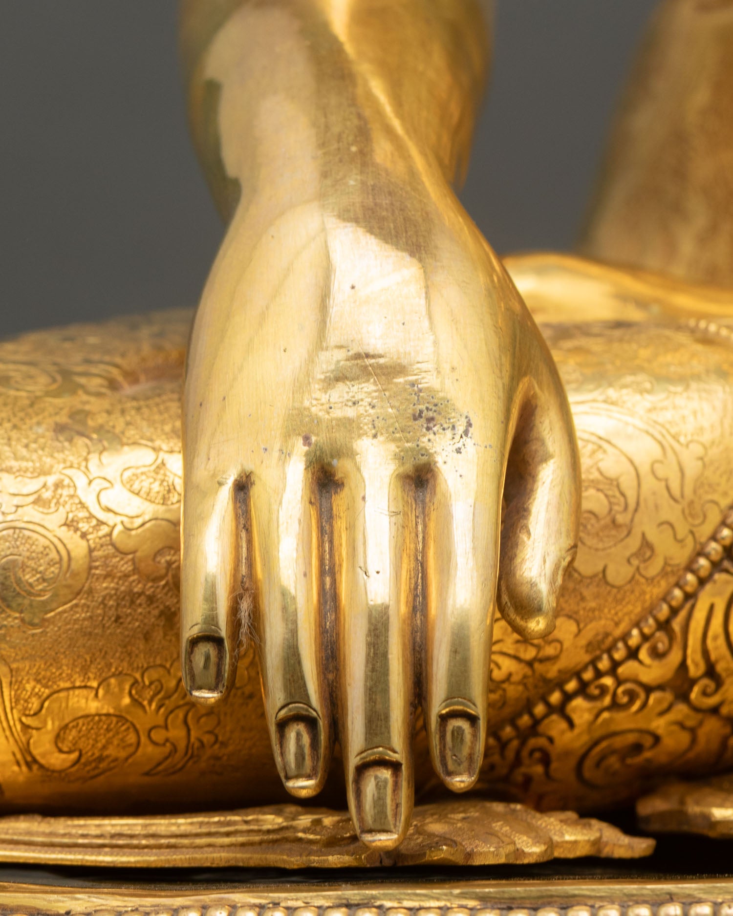Three Buddha Set | Gold Fire-Gilded Copper Figures from Nepal