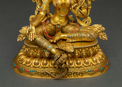 Elegant Green Tara Bodhisattva Statue | Buddhist Healing Figure