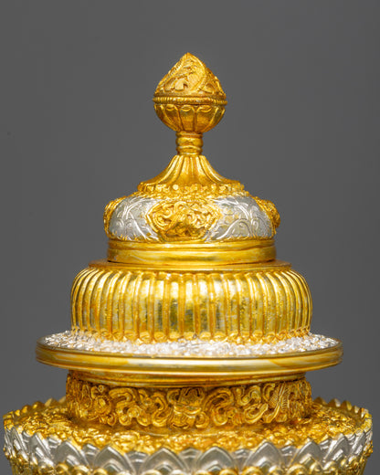 Tibetan Neshi Rice Pot | Ritual Rice Offering Pot for Home Altars