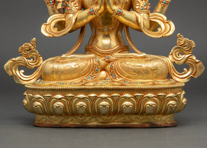 Four-Armed Avalokiteshvara Bodhisattva | Traditional Himalayan Statue