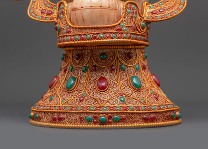 Jeweled Skull Head | Handmade Decor Himalayan Ritual Art Nepal