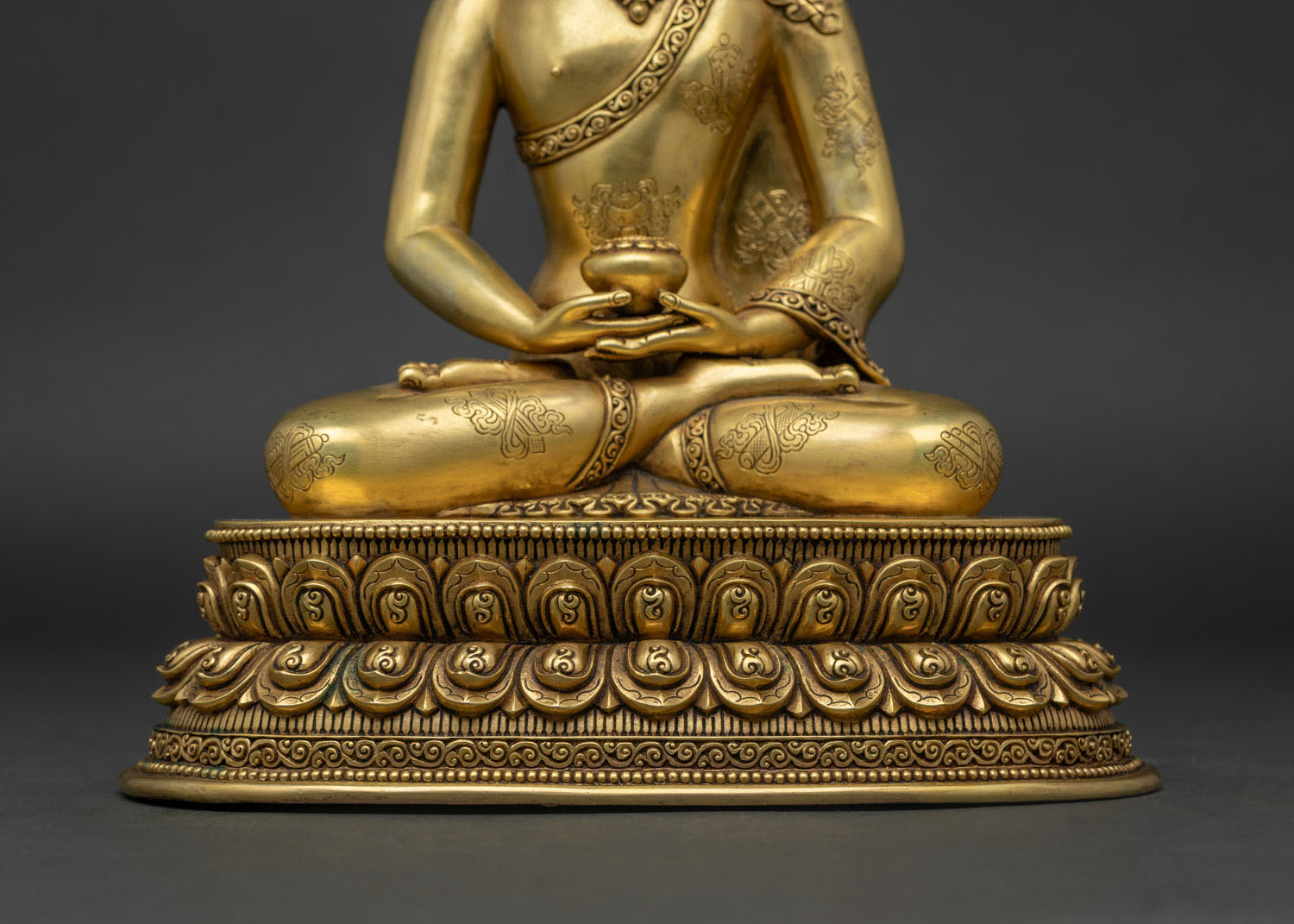 Crowned Three Buddha Set Statue | Traditional Newari Craft & Art