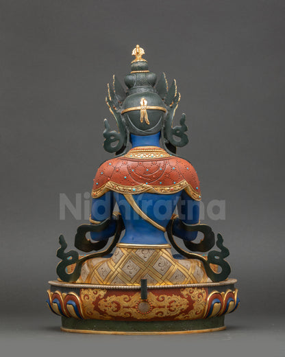 Dark Blue Vajradhara Statue | The Primordial Buddha of Tibetan Buddhism