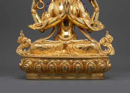 Eternal Compassion Chenrezig Statue | 24K Gold-Gilded Avalokiteshvara