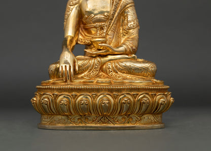 Shakyamuni Buddha Statue for Altar | 24K Gold Fire-Gilded Sculpture