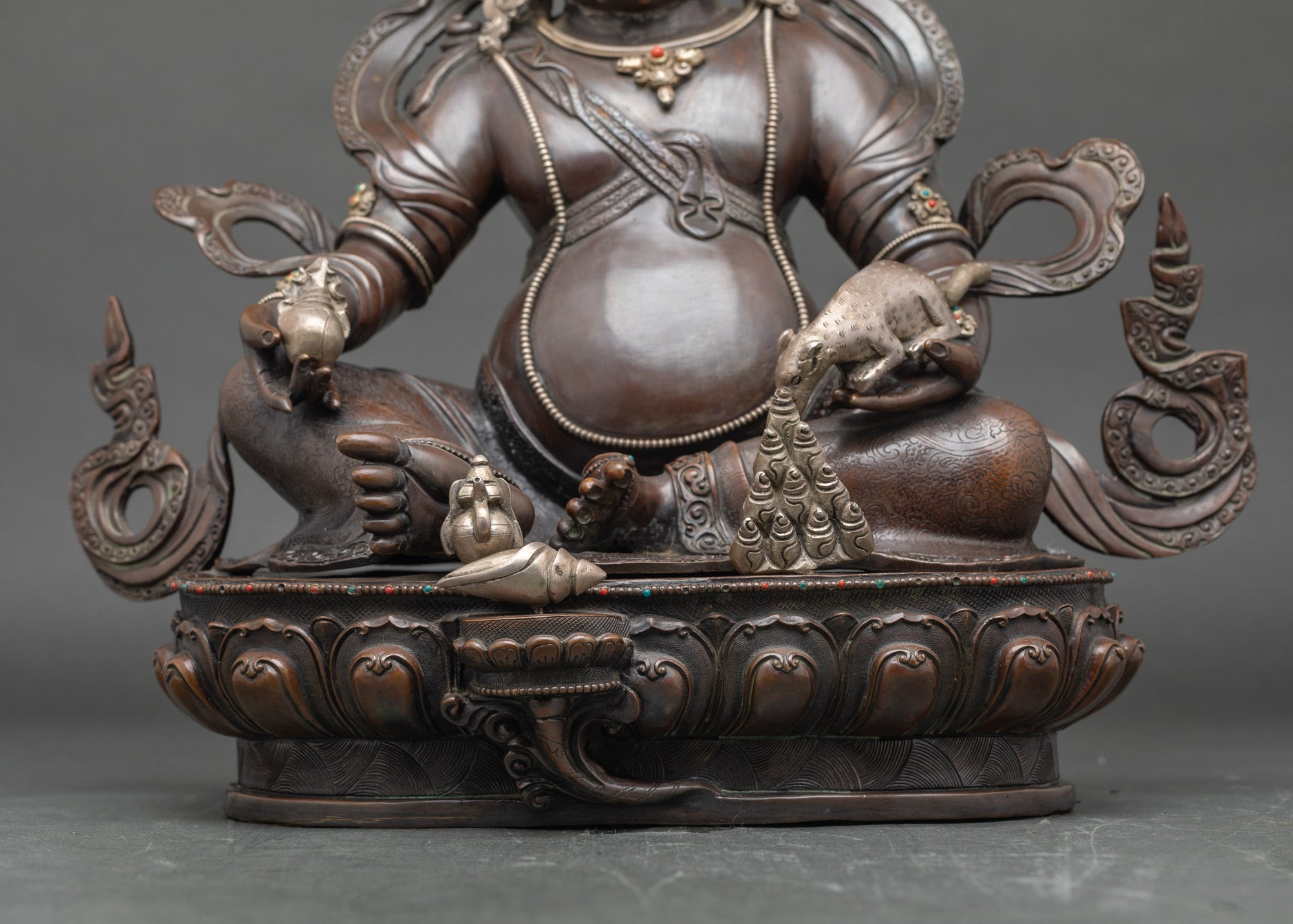 Chemically Oxidized Dzambhala Sculpture | Himalayan Buddhist Idol