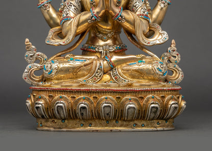 Avalokiteshvara Statue | Four-armed Compassionate Bodhisattva Sculpture