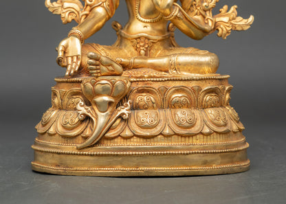 Golden Green Tara Statue – Tibetan Deity for Spiritual Guidance