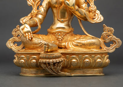 Handcrafted Green Tara Statue | Copper Himalayan Sculpture