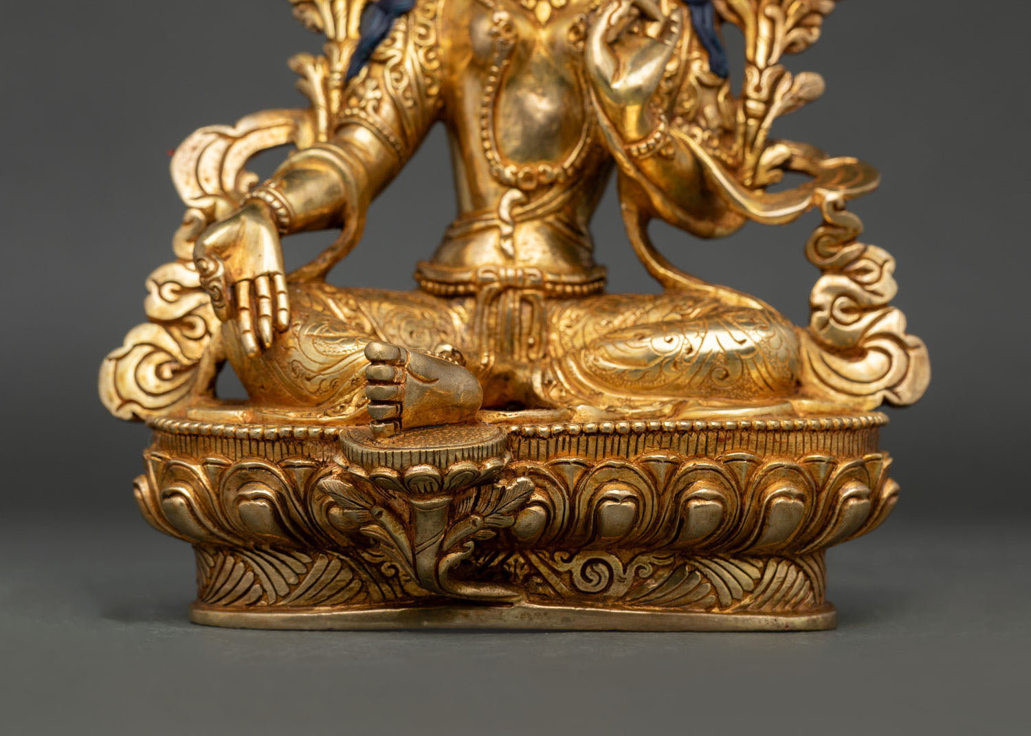 Green Tara Statue | 24K Gold Gilded Buddhist Goddess