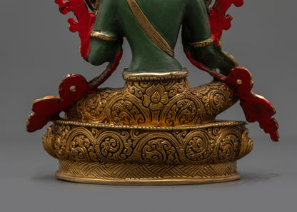 Hand-painted Green Tara Statue | Jetsun Dolma Goddess of Compassion