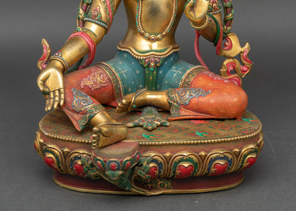 Green Tara Altar Statue | Tibetan Buddhist Icon of Compassion