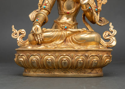 White Tara Blessing Statue | Gold Fire-Gilded Nepalese Buddhist Artwork