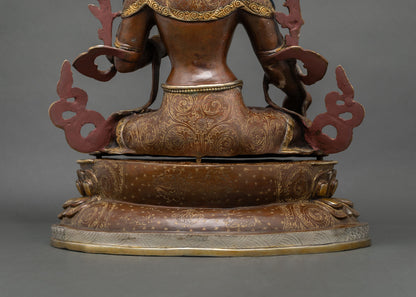 Enlightened White Tara Figurine | Premium Oxidized Copper Statue