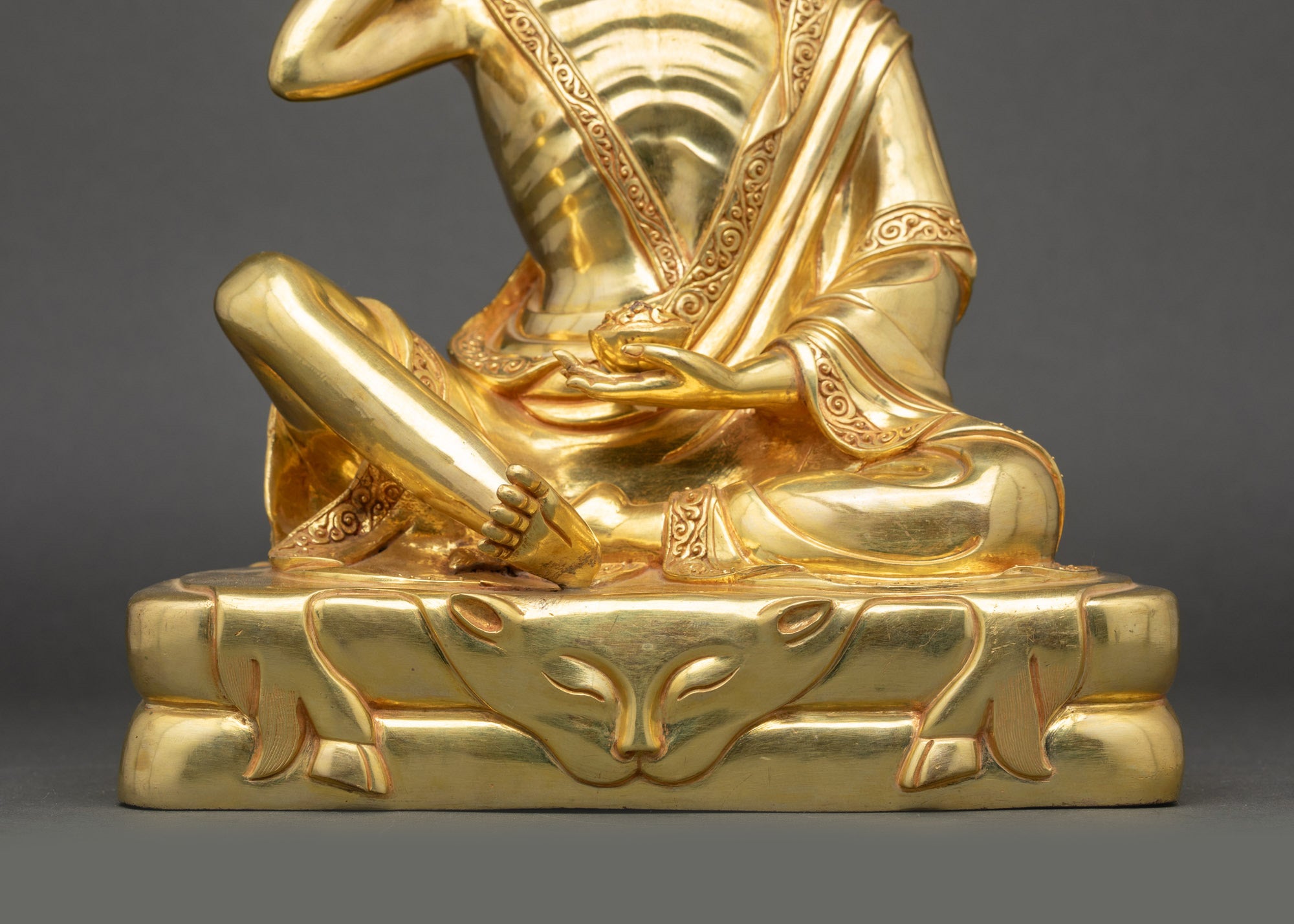 Milarepa Statue | Gold-Gilded Copper Yogi Figurine from Nepal